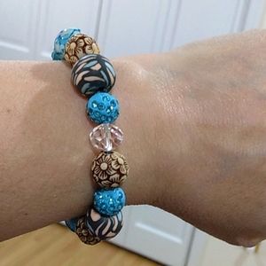 Blue and clear beaded Bracelet